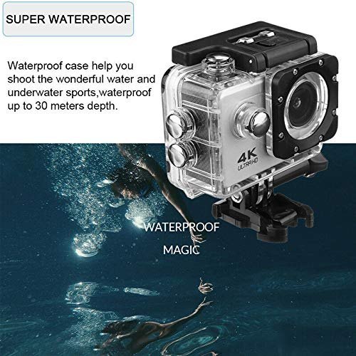 Black Waterproof Action Camera, Ultra Hd 4k Wifi Camera