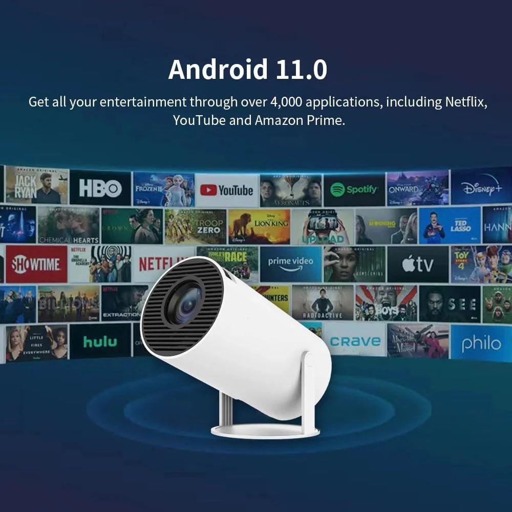 HY300 FREESTYLE Cylender HD Portable Multimedia Projector Android 11 5G WiFi