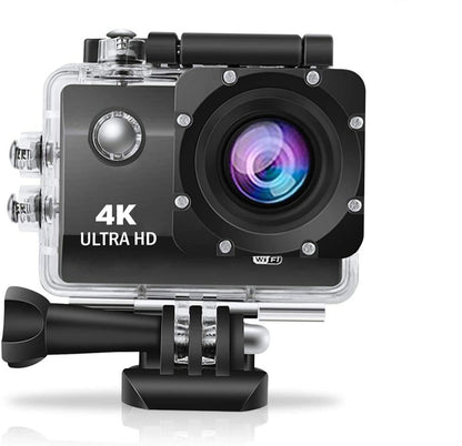 Black Waterproof Action Camera, Ultra Hd 4k Wifi Camera