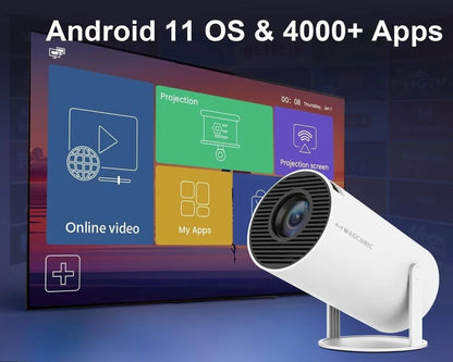 HY300 FREESTYLE Cylender HD Portable Multimedia Projector Android 11 5G WiFi